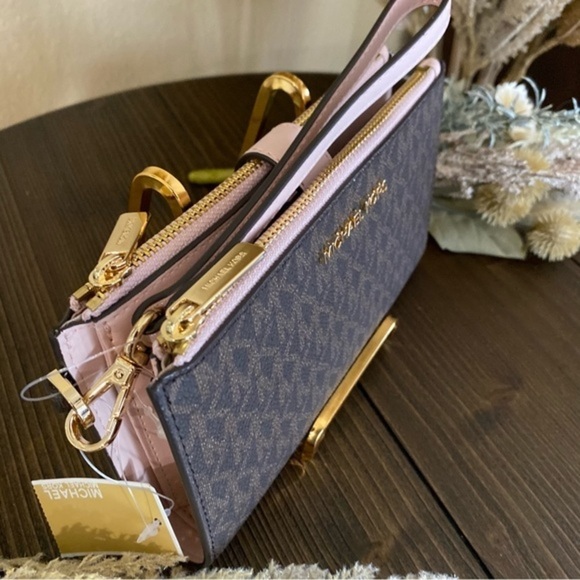 New Michael Kors large jet set double zipper wallet wristlet - Picture 3 of 13